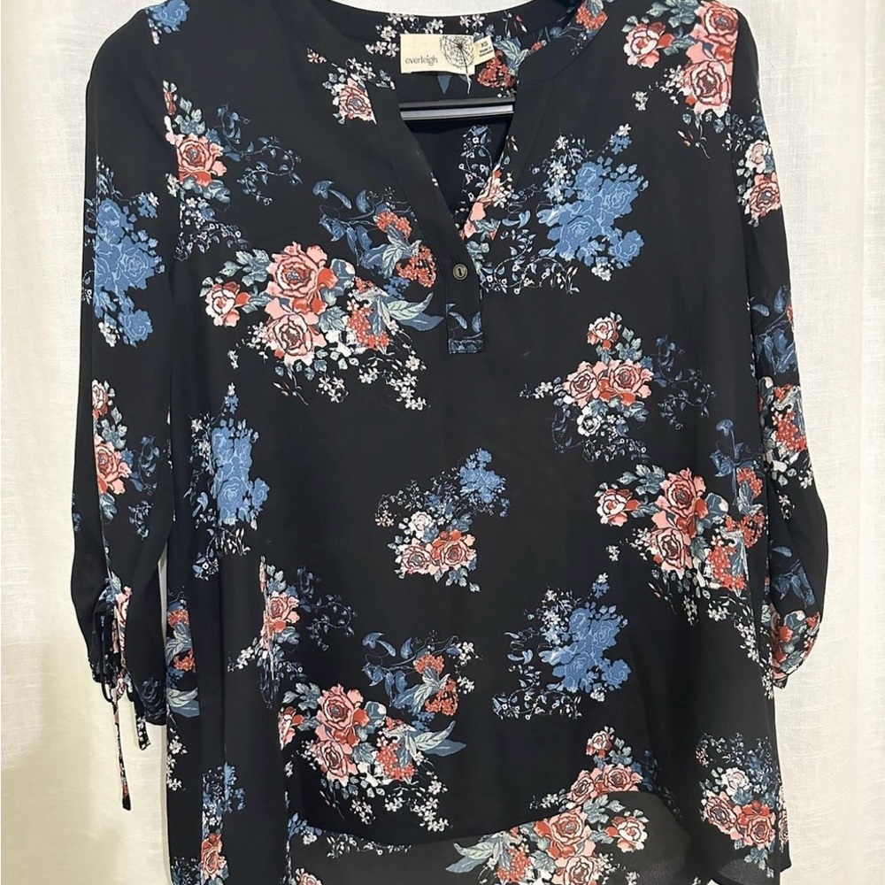 Floral Black and Blue Women's Top